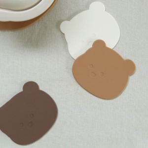 곰돌이 실리콘 컵받침 코스터 2개세트 3color